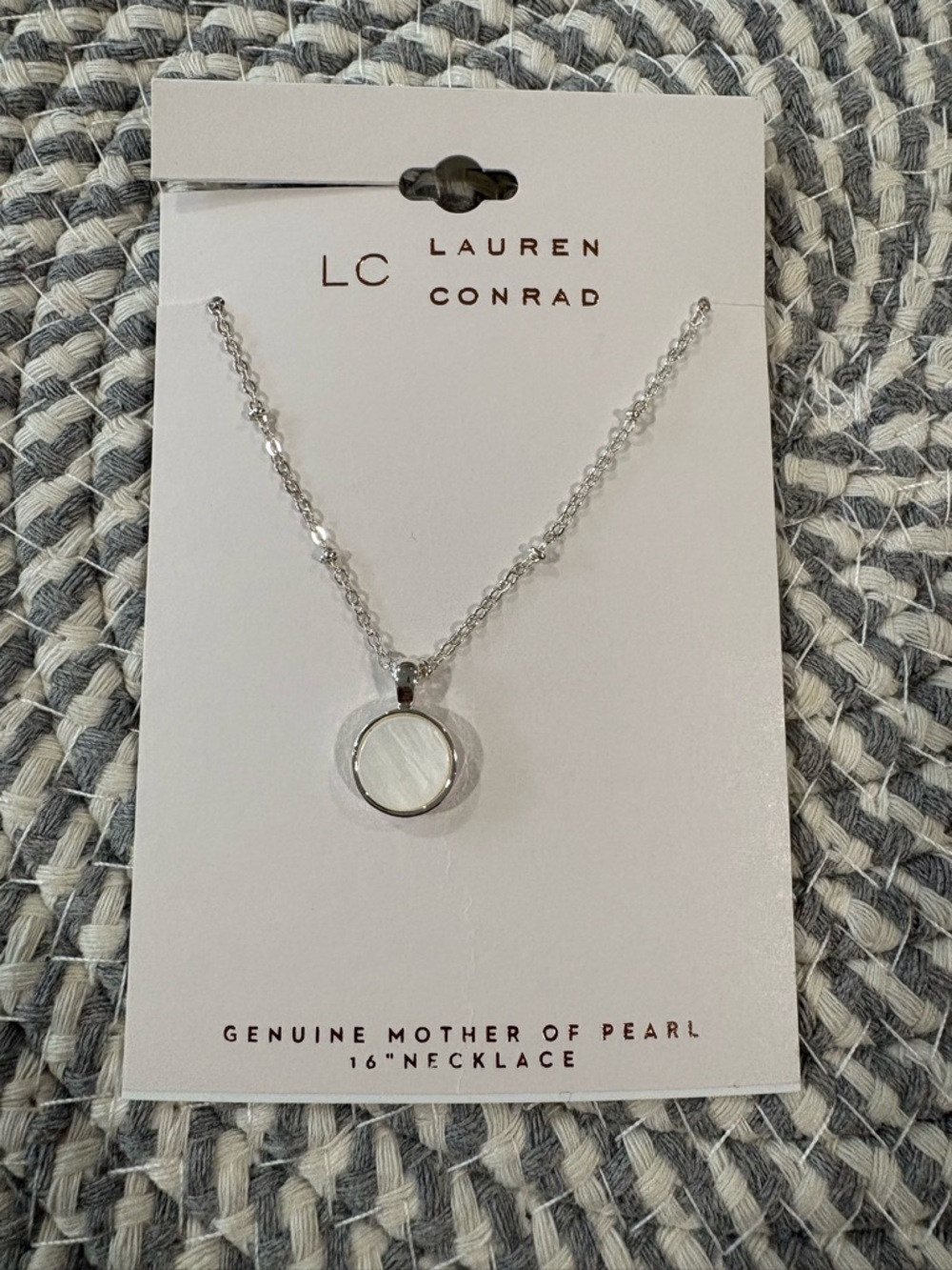 LC Lauren Conrad Silver Necklace with Mother-of-Pearl Round Pendant